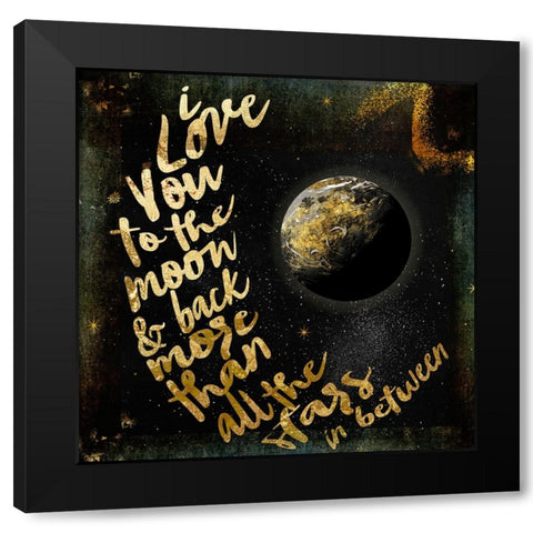 Moon and Back I Black Modern Wood Framed Art Print by Sasha