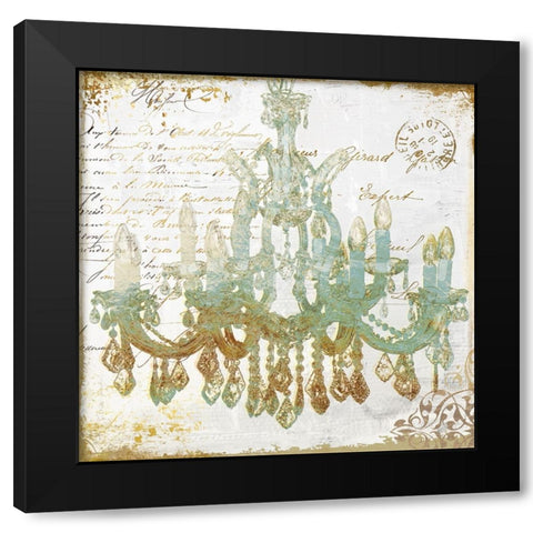 Teal And Gold Black Modern Wood Framed Art Print with Double Matting by Sasha