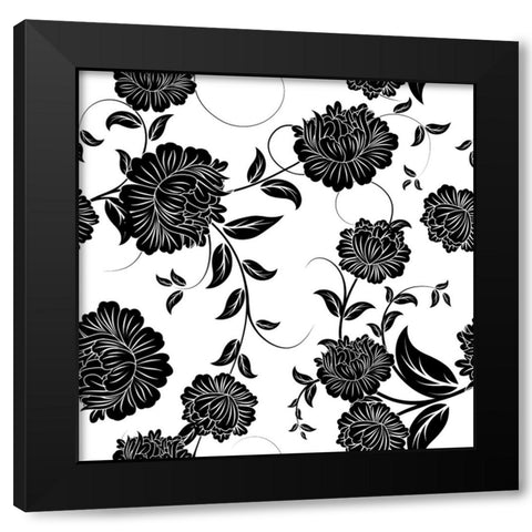 Ceil Jaune Pattern 1 Black Modern Wood Framed Art Print with Double Matting by Sasha