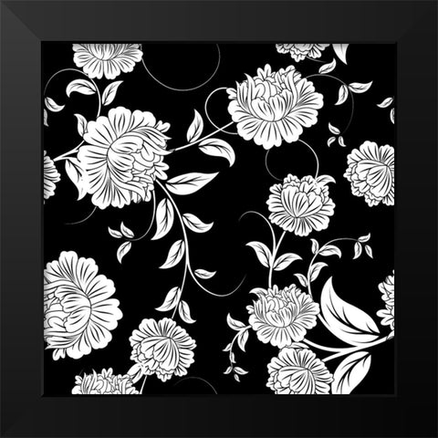 Ceil Jaune Pattern 2 Black Modern Wood Framed Art Print by Sasha