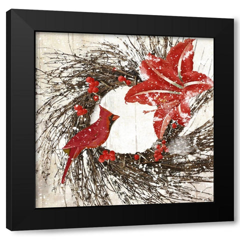 Cardinal Christmas I Black Modern Wood Framed Art Print by Sasha