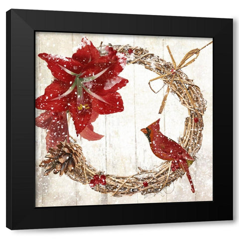 Cardinal Christmas II Black Modern Wood Framed Art Print with Double Matting by Sasha