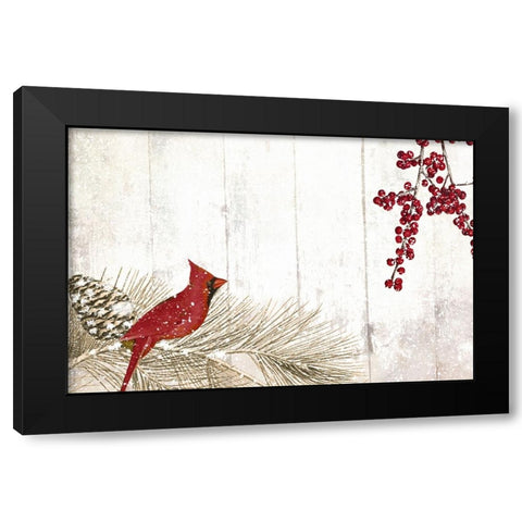 Cardinal Christmas V Black Modern Wood Framed Art Print with Double Matting by Sasha