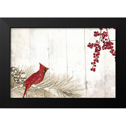 Cardinal Christmas V Black Modern Wood Framed Art Print by Sasha