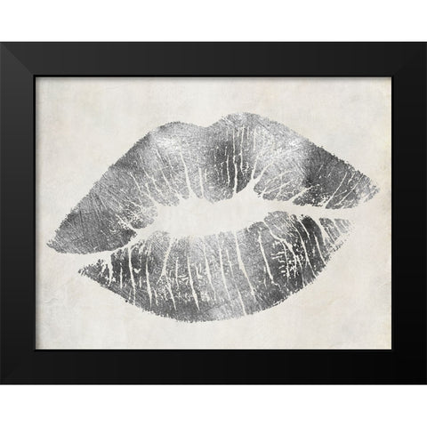 Hollywood Kiss Silver Black Modern Wood Framed Art Print by Sasha