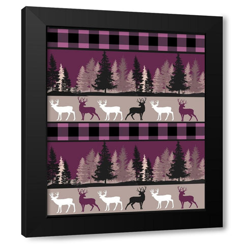 Burgundy Deer Black Modern Wood Framed Art Print with Double Matting by Sasha