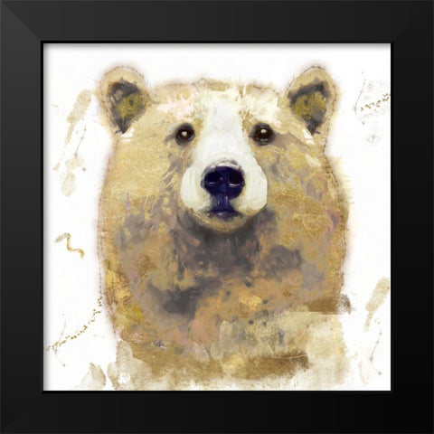 Golden Forest - Bear Black Modern Wood Framed Art Print by Sasha