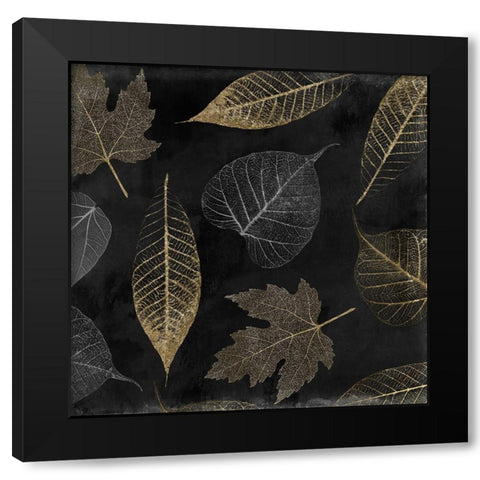 Autumn Gold Black Background Black Modern Wood Framed Art Print with Double Matting by Sasha
