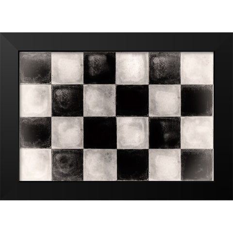 Floor Mat Checkerboard Tile Black Modern Wood Framed Art Print by Sasha