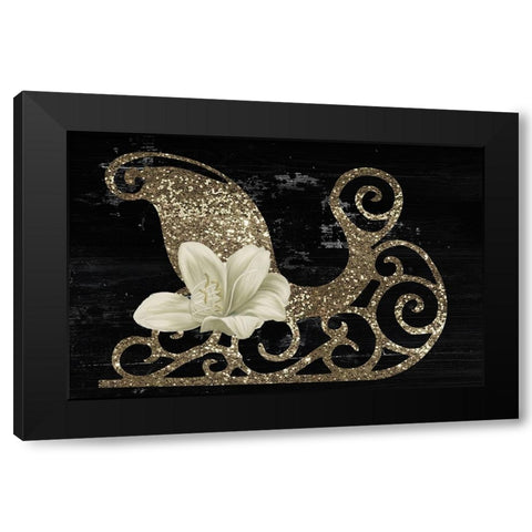 Sleigh Petals II Black Modern Wood Framed Art Print by Sasha