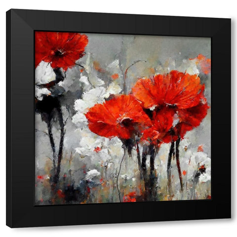 Poppy Playhouse I Black Modern Wood Framed Art Print by Sasha