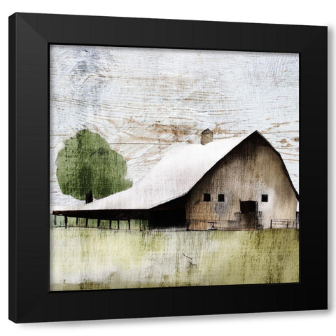 The White Barn II Black Modern Wood Framed Art Print with Double Matting by Sasha
