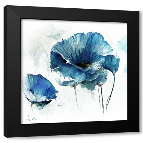 Sky Poppies I Black Modern Wood Framed Art Print with Double Matting by Sasha