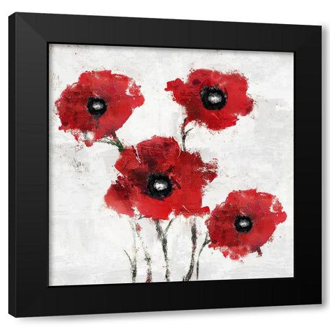 Poppies Impasto Black Modern Wood Framed Art Print with Double Matting by Sasha