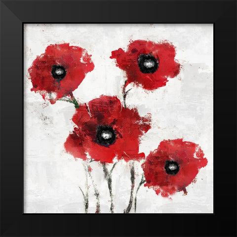 Poppies Impasto Black Modern Wood Framed Art Print by Sasha