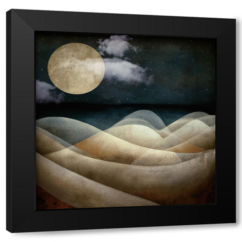 The Moon the Sea Black Modern Wood Framed Art Print with Double Matting by Sasha
