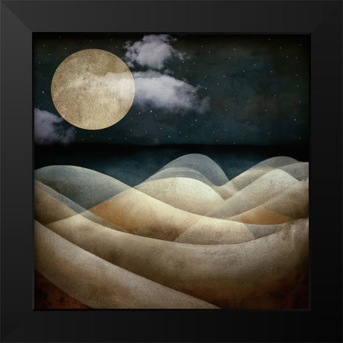 The Moon the Sea Black Modern Wood Framed Art Print by Sasha