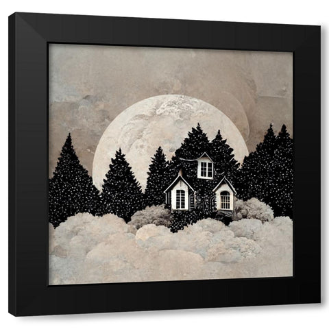 Moonlight Christmas Day Black Modern Wood Framed Art Print by Sasha