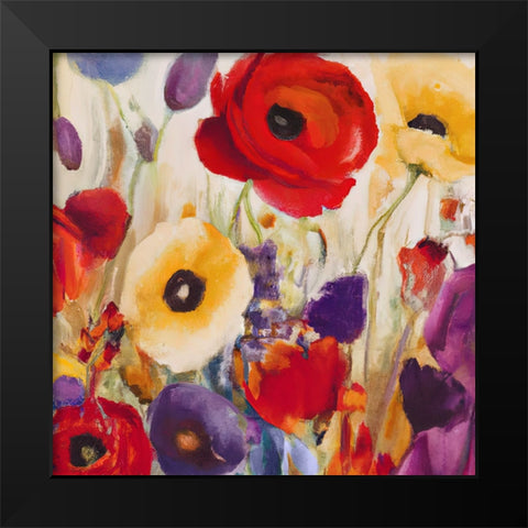 Poppy Palace I Black Modern Wood Framed Art Print by Sasha