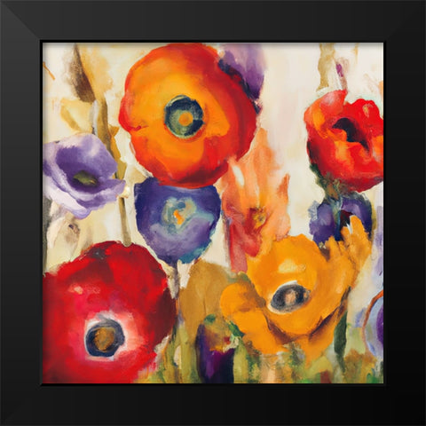 Poppy Palace II Black Modern Wood Framed Art Print by Sasha