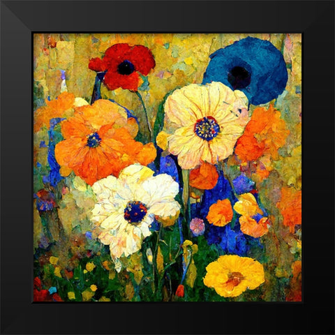 Sashas Garden II Black Modern Wood Framed Art Print by Sasha