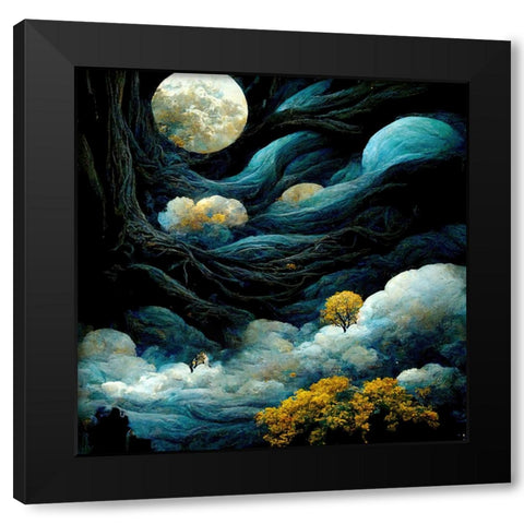 Climb to the Moon Black Modern Wood Framed Art Print with Double Matting by Sasha