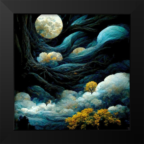 Climb to the Moon Black Modern Wood Framed Art Print by Sasha