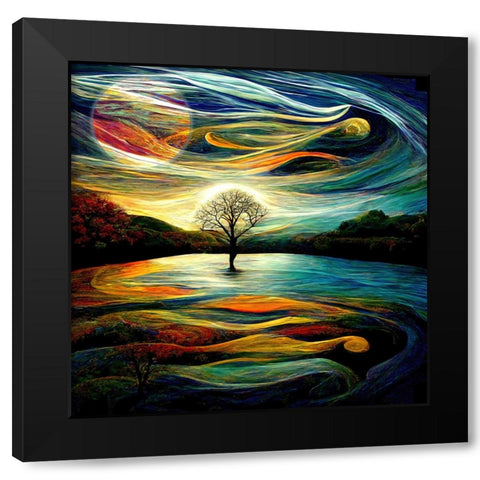 Madame Moon II Black Modern Wood Framed Art Print with Double Matting by Sasha