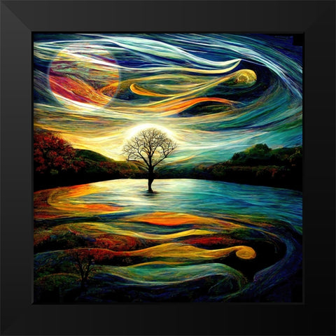 Madame Moon II Black Modern Wood Framed Art Print by Sasha
