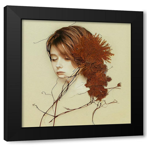 Tree Girl Black Modern Wood Framed Art Print with Double Matting by Sasha
