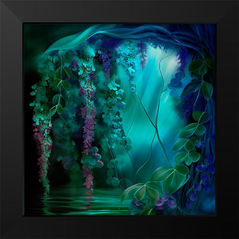 Mushroom Dream Black Modern Wood Framed Art Print by Sasha