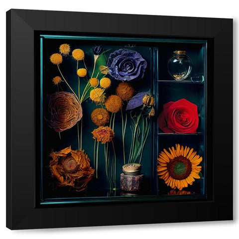 Dried Flowers II Black Modern Wood Framed Art Print by Sasha