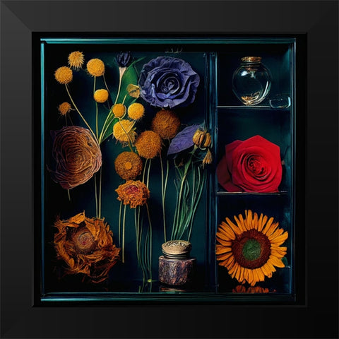 Dried Flowers II Black Modern Wood Framed Art Print by Sasha