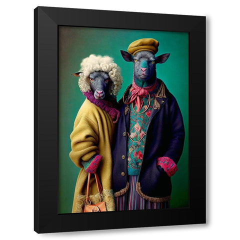 Coloratura IX Black Modern Wood Framed Art Print with Double Matting by Sasha
