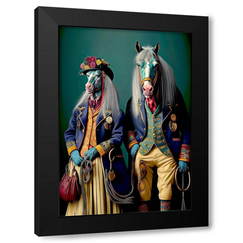 Coloratura XV Black Modern Wood Framed Art Print with Double Matting by Sasha