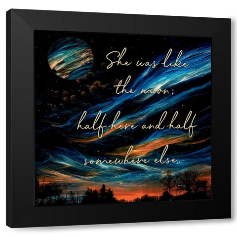 Half Here Black Modern Wood Framed Art Print by Sasha