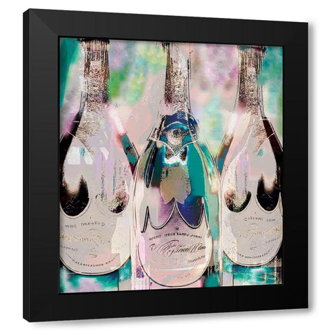Bubbles and Shimmer Black Modern Wood Framed Art Print with Double Matting by Sasha