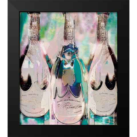 Bubbles and Shimmer Black Modern Wood Framed Art Print by Sasha