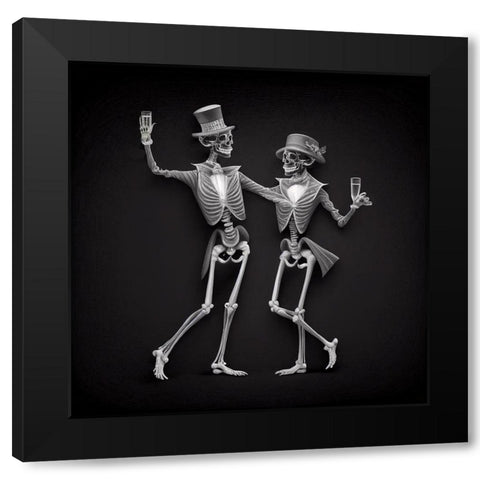 Skeleton I Black Modern Wood Framed Art Print by Sasha