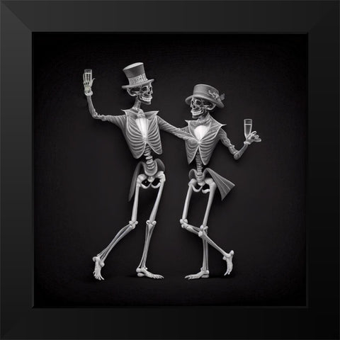 Skeleton I Black Modern Wood Framed Art Print by Sasha