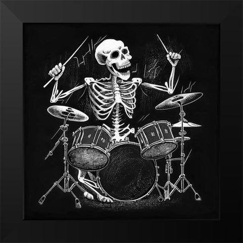 Skeleton II Black Modern Wood Framed Art Print by Sasha