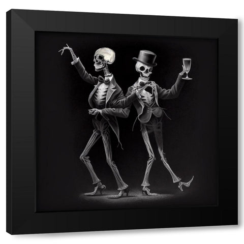 Skeleton III Black Modern Wood Framed Art Print by Sasha