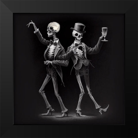 Skeleton III Black Modern Wood Framed Art Print by Sasha
