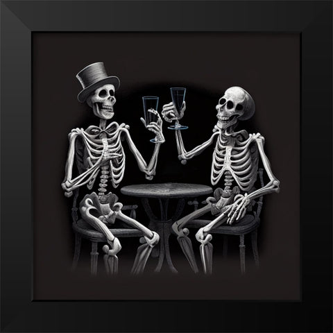 Skeleton V Black Modern Wood Framed Art Print by Sasha