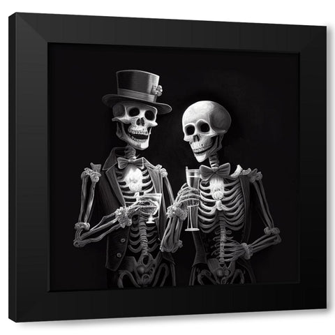 Skeleton VI Black Modern Wood Framed Art Print with Double Matting by Sasha