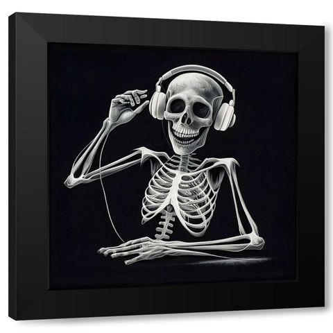 Skeleton VII Black Modern Wood Framed Art Print by Sasha