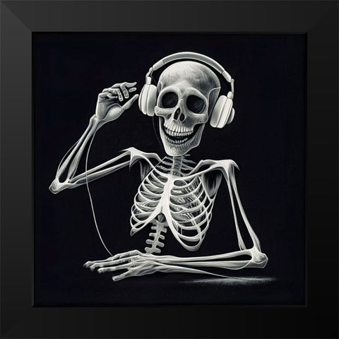 Skeleton VII Black Modern Wood Framed Art Print by Sasha