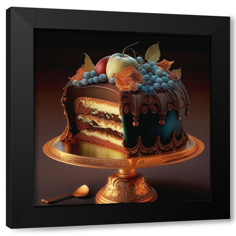 Delphines Bakery III Black Modern Wood Framed Art Print with Double Matting by Sasha