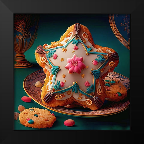 Delphines Bakery V Black Modern Wood Framed Art Print by Sasha