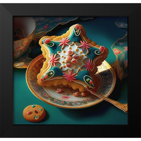 Delphines Bakery X Black Modern Wood Framed Art Print by Sasha